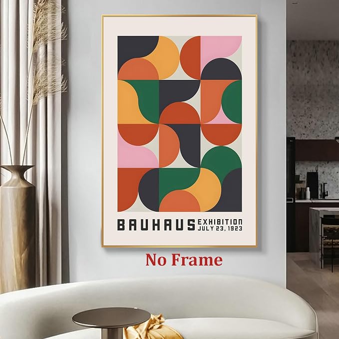 Haruhiart Bauhaus Exhibition Poster 1923 Colorful Mid Century Modern Wall Art Geometric Artwork Modern Colorful Picture for Living Room Bedroom 16x24inch Frameless