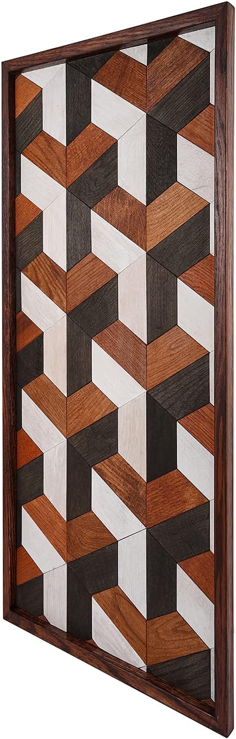 CONSDAN Wood Wall Decor | USA Grown Hardwood, Rustic Wooden Wall Art, Home Decorations for Living Room and Bedroom Aesthetic, Framed and Ready to Hang, Stereoscopic, 36" x 18"