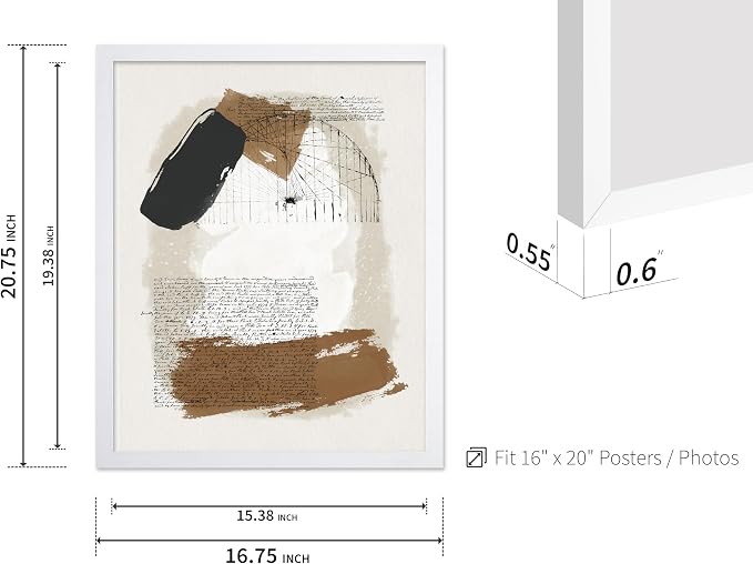 Poster Master Abstract Written Message Poster - Watercolor Print - Note Art - Chic Boho Design - Abstract Illustration - Great Bedroom or Living Room Decor - 16x20 White Framed