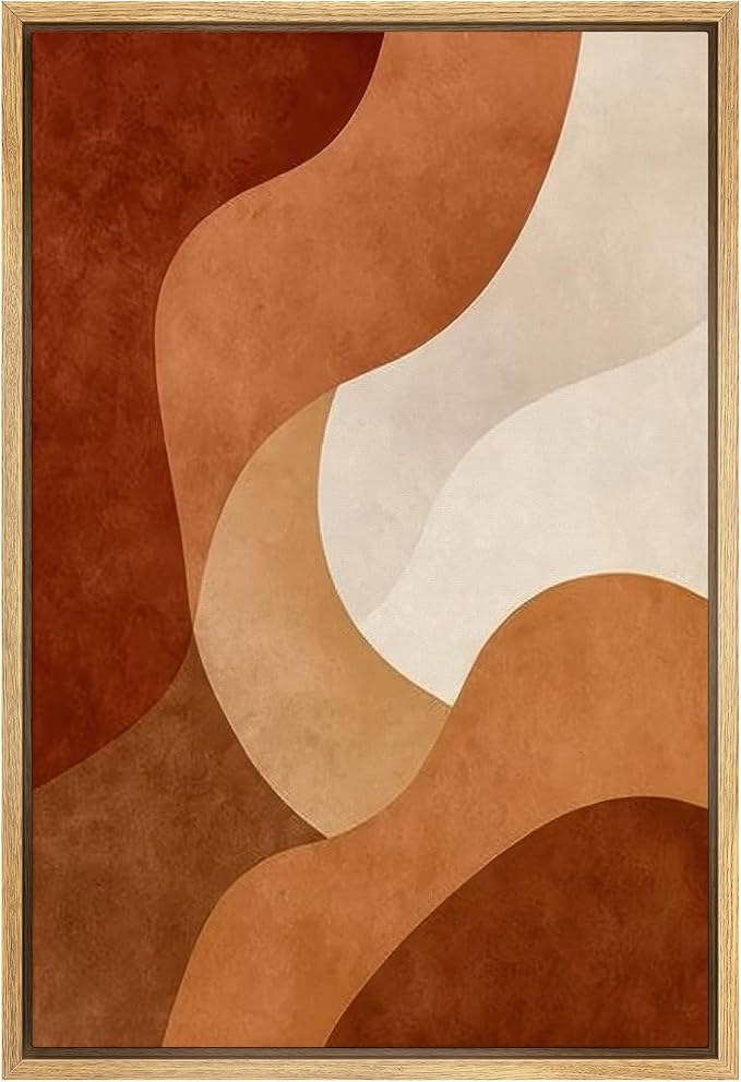 SIGNWIN Framed Canvas Print Wall Art Terracotta Abstract Shapes Modern Minimalist Geometric Decorative Multicolor Colorful Rustic for Living Room, Bedroom, Office - 24"x36" NATURAL