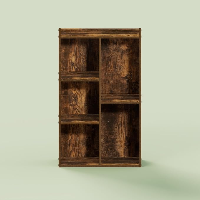 Hagen 5 Cube Organizer Bookcase, Bookshelf, Cube Storage, Toolless Assembly, for Living Room, Home Office, Rustic Brown