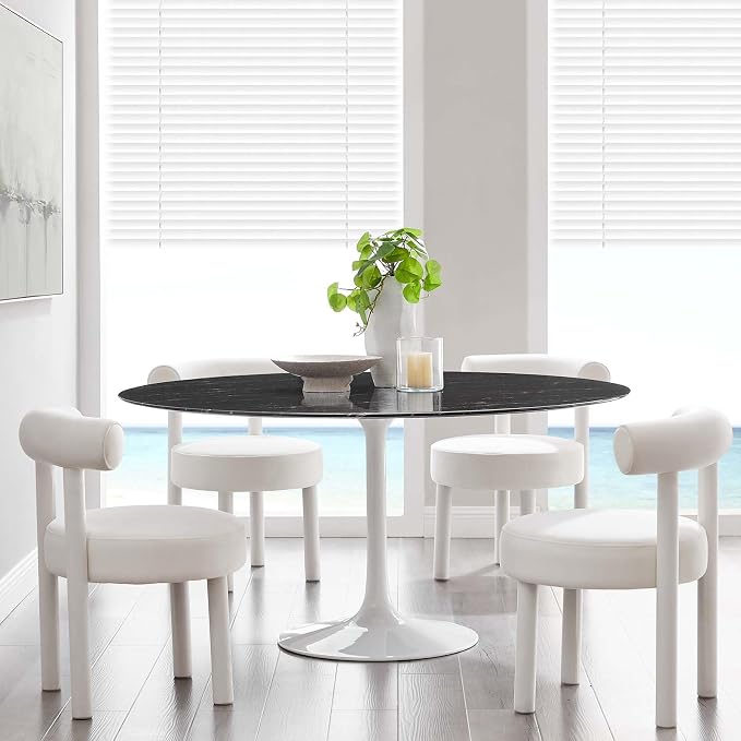 Modway Lippa Dining Table, 60", White Black