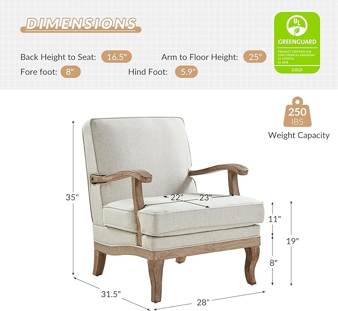 HULALA HOME Mid-Century Modern Accent Chair, Upholstered Lounge Arm Chair with Solid Wood Legs and Armrest, Removable Cushion Comfy Retro Reading Armchair for Living Room, Bedroom, Balcony, Pewter