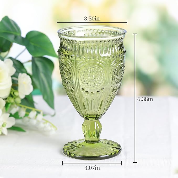 Darlion Goblet, Goblet Glasses, Green Goblets, Wine Goblets, Wine Glasses Set of 4, 12oz Water Goblets, Green Wine Glasses for Party Home Wedding