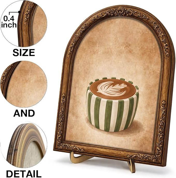 Coffee Bar Wall Art Sign for Kitchen Decor, Funny Latte Arch Wooden Tabletop Sign, Cafe Tiered Tray Shelf Decor, 8x10 Inch