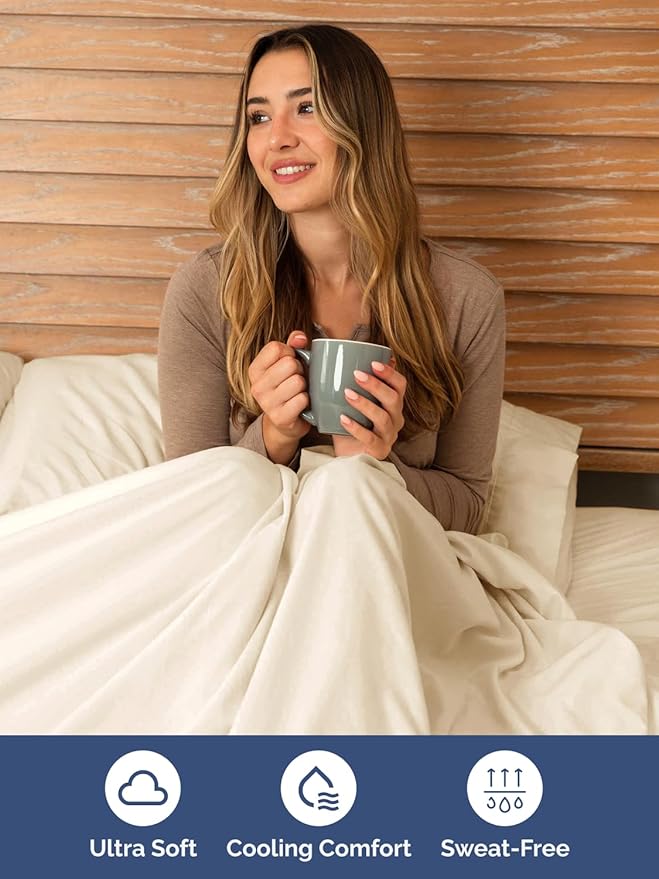 Extra Deep Split King Sheet Set - 7 Piece Breathable and Cooling Sheets - Hotel Luxury Bedding for Women, Men, Kids & Teens - Easy Secure Fit - Soft and Wrinkle Free - Extra Deep Pockets - Off White