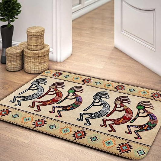 DYNH Southwest Bathroom Rugs, Native American Aztec Bath Mat, Southwestern Navajo Abstract Retro Tribal Geometric Boho Bathroom Mat Bath Rugs,17X48IN