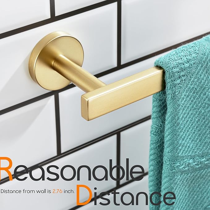 Hand Towel Rings Bathroom Towel Holder Modern Small Bath Towel Bars Stainless Steel Wall Mounted Brushed Gold AN3001GD