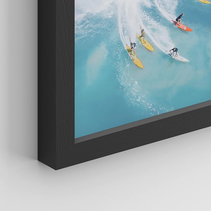 SIGNWIN Framed Ocean Nautical Landscape Wall Art, Set of 4 Surfing Surfboard Aerial View Wall Decor Prints, Nature Wilderness Wall Décor for Living Room, Bedroom Black - 12"x16" Black