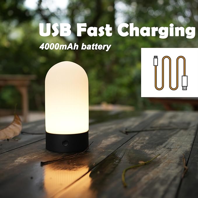 Battery Operated Shower Lamp Waterproof, Small Portable Cordless Table Lamp Rechargeable, Touch Dimmable Mood Light for Home/Patio/Dining/Outdoor (Orange)