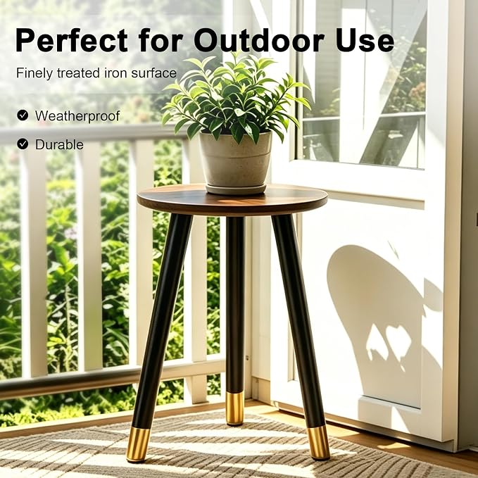 2-Pack Mid Century Plant Stand for Indoor Plants, Modern Metal Flower Pot Holder Stand for Living Room, Decorative Small Round Side Table for Balcony, Patio, Office, 16.5” High, White