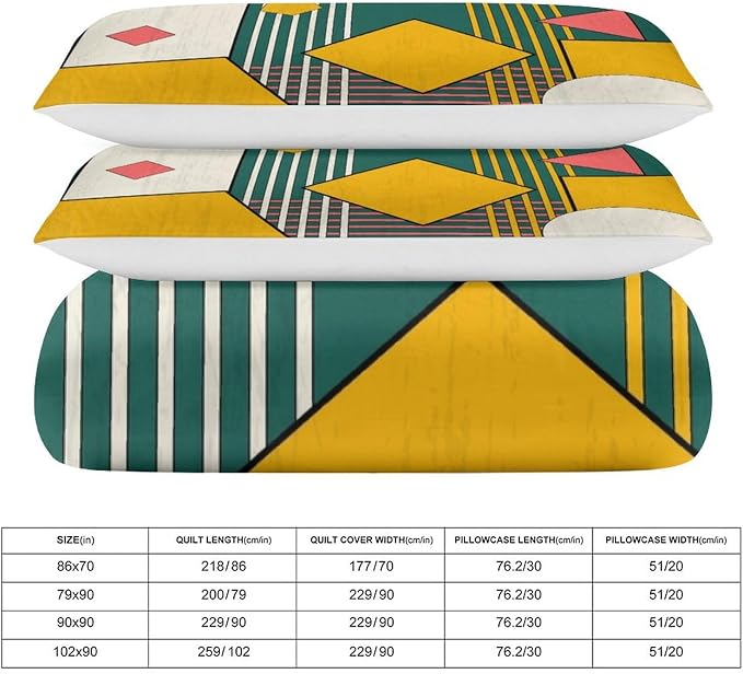 Colorful Aesthetic Comforter Cover Geometry Bed Set, Retro Atomic Duvet Cover，Modern Mid Century Bedding Sets，Aesthetic Abstract Art Bedding 3 Piece (1 Duvet Cover 79"x90" + 2 Pillow Sham 20"x30")