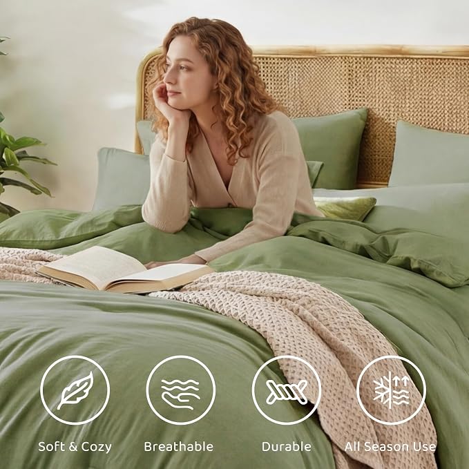 WRENSONGE King Size Comforter Set- 7 Pieces Soft Sage Green Bed in a Bag King with Fitted Sheet, Flat Sheet, 2 Pillow Shams, and 2 Pillowcases- Warm King Bedding Sets for All Season