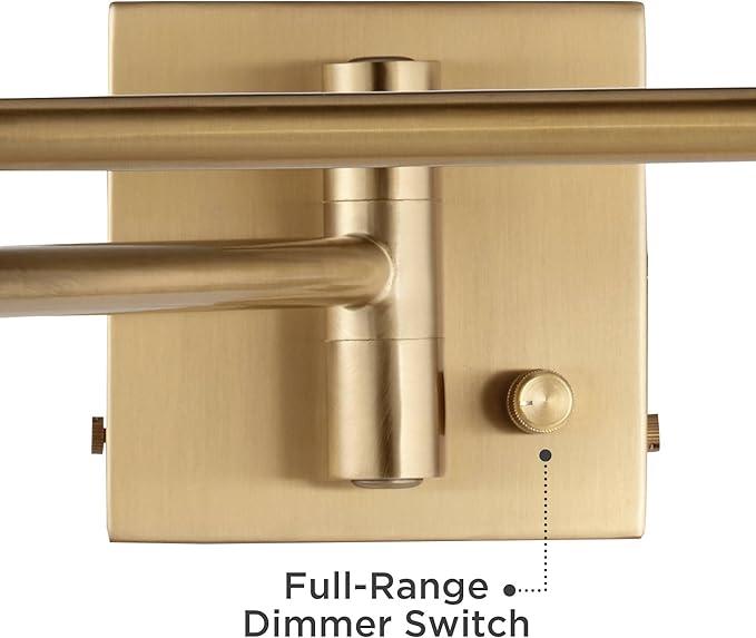 Barnes and Ivy Alta Indoor Swing Arm Wall Mounted Lamp Base with Cord Warm Antique Brass Dimmable Plug-in Light Fixture for Bedroom Bedside House Reading Living Room Home Hallway Dining