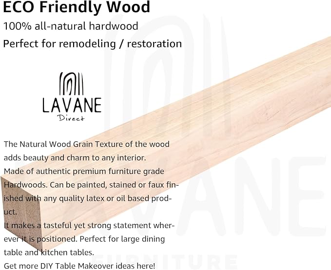 29 inch / 73cm Unfinished Wooden Dining Table Legs, LAVANE Set of 4 Classic Parsons Foursquare Solid Wood Replacement Feet for Bench Coffee Table Dining Table Chair Desk Kitchen Island