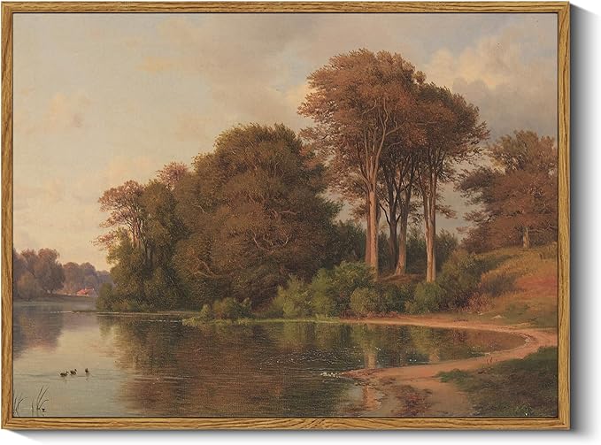 ARPEOTCY Vintage Framed Canvas Wall Art, Living Room Autumn Scenery Pictures Fall Wall Decor, Canvas Prints Art, Kitchen Landscape Paintings Farmhouse Retro Country Pictures,12x16 Inch