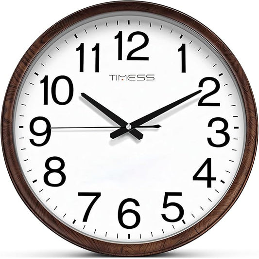 TIMESS Wall Clock, Classic Wood Style Finish, 11 Inch Non-Ticking Silent Battery Operated Analog Clock, Ideal Retro Decor for Home, Bedroom, Living Room, Kitchen, Bathroom, Office(Wood Brown)