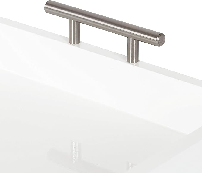 Kate and Laurel Lipton Modern Rectangular Tray, 16.5 x 12.25, White and Silver, Decorative Accent Tray for Storage and Display