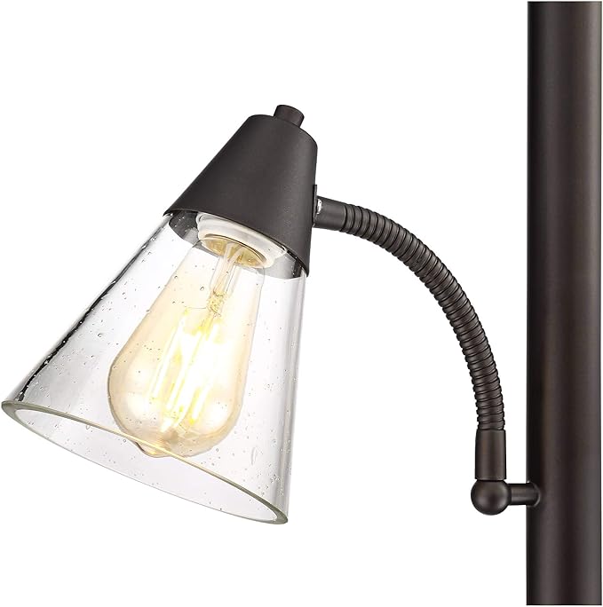 Franklin Iron Works Warwick Industrial Torchiere Tree Floor Lamp LED 3-Light Edison 71.5" Tall Tiger Bronze Metal Clear Seedy Glass Shade for Living Room Reading House Bedroom Home