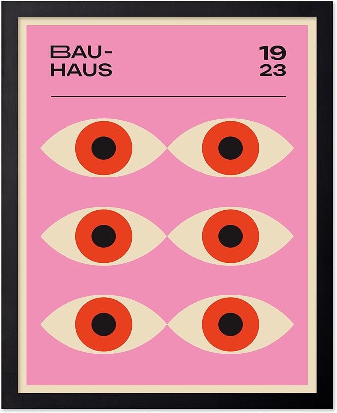 Poster Master Bauhaus Poster - Lavender Evil Eye Print - Geometric Art - Chic Boho Art - Mid Century Modern Art - Contemporary Art - Great Living Room or Bedroom Wall Decor - 8x10 Black Framed