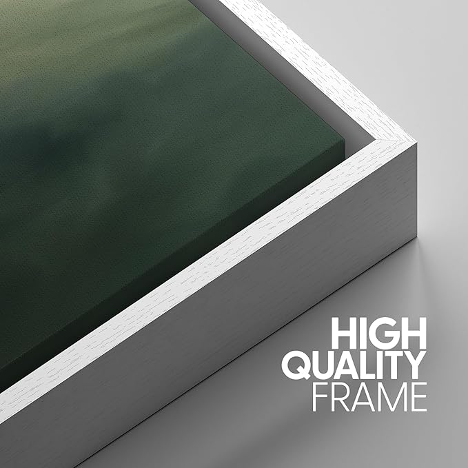 SIGNWIN Framed Canvas Print Wall Art Set Green Abstract Cloudy Landscape Illustrations Modern Art Decorative Boho Relax/Zen Nordic for Living Room, Bedroom, Office - 24"x36"x3 White