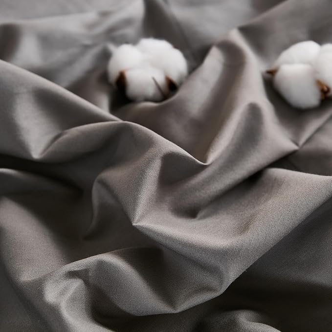 100% Washed Cotton Duvet Cover King Size – Dark Grey, Linen-Like Texture, Super Soft & Breathable Bedding Set, 3-Piece Durable Percale Comforter Cover