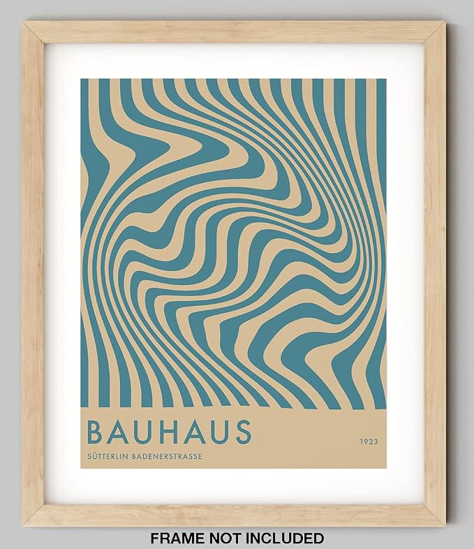 Mid Century Modern Bauhaus Wall Art - 11x14" UNFRAMED Print - Abstract Wall Decor - Exhibition Poster Replication (Teal)