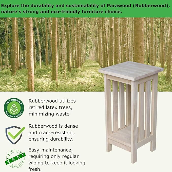 IC International Concepts Mission Plant Stand, 24-Inch High, Solid Parawood, Unfinished