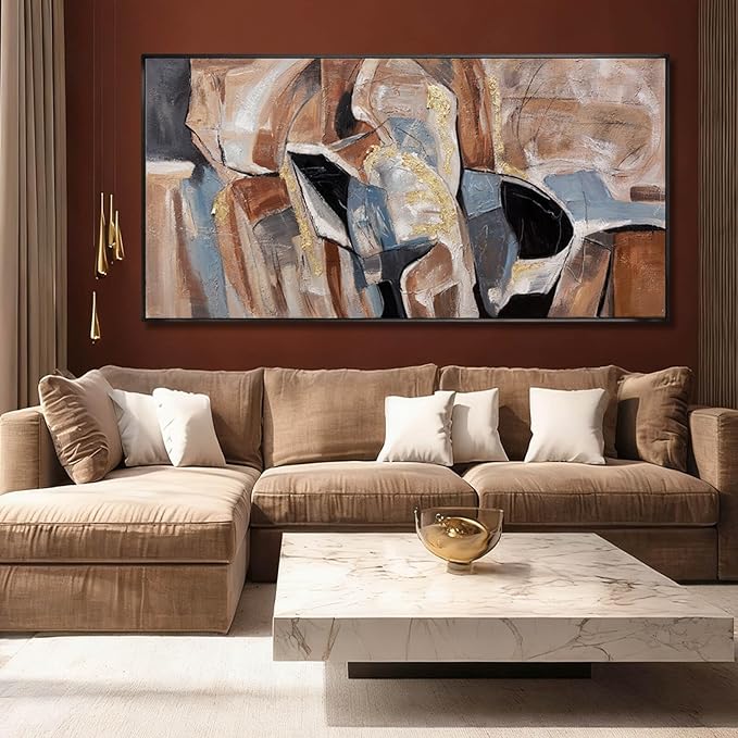Abstract Framed Wall Art Line Canvas Painting Modern Wall Decor 29"x58" Home Decorations for Living Room Pictures for Office
