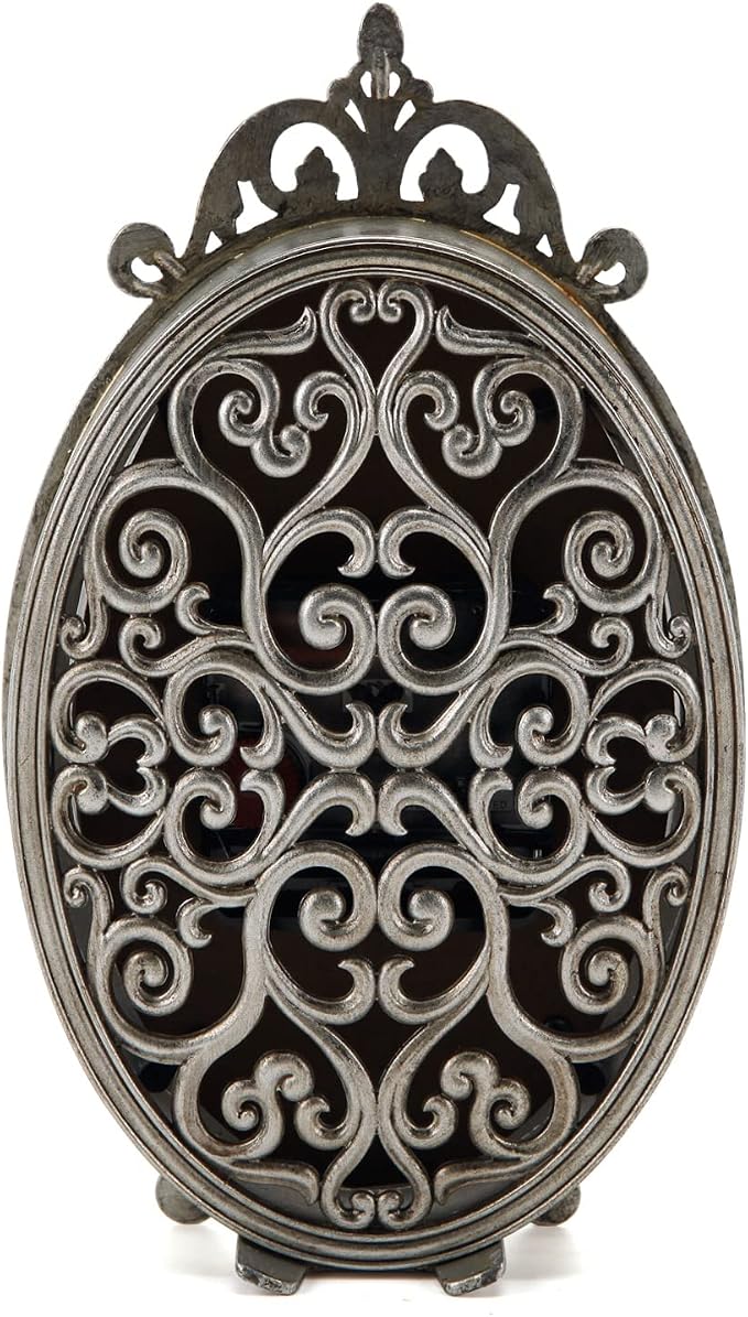 NIKKY HOME Small Vintage Table Clock, Silent Elegant Silver Desk Clock | Non-Ticking Battery-Operated Metal Decorative Shelf Clock, Perfect for Living Rooms, Offices, Shelves, Mantels