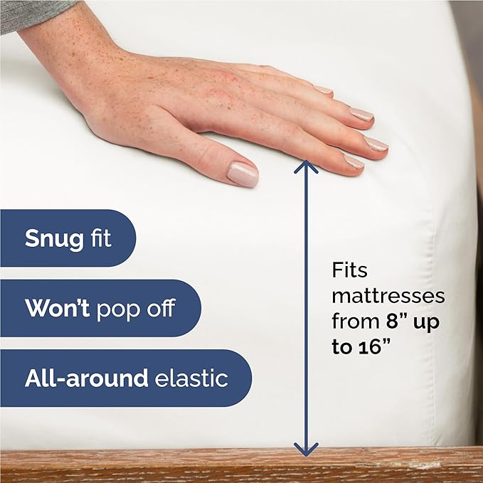 Full Size 4 Piece Sheet Set - Comfy Breathable & Cooling Sheets - Hotel Luxury Bed Sheets for Women & Men - Deep Pockets, Easy-Fit, Extra Soft and Wrinkle Free - Antique White Oeko-Tex Bed Sheet Set