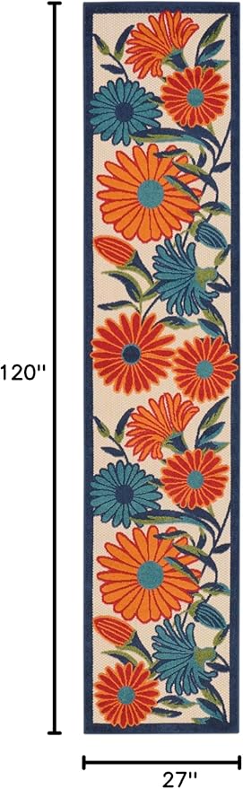 Nourison Home Aloha Multicolor 2'3" x 10' Area Rug - Easy Clean, Non Shedding, Bed Room, Living Room, Dining Room, Kitchen (10' Runner)