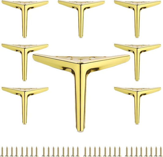 6 inch /15cm Shiny Gold Metal Furniture Legs Set of 8, Modern Style Furniture Legs, DIY Replacement for TV Stand, Sofa, Chair, Cabinet Cupboard