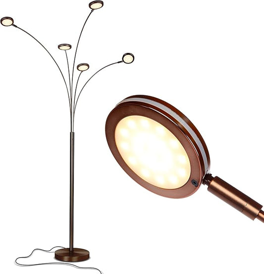 Brightech Orion Arc Floor Lamp for Living Room, Tree Floor Lamp with 5 Adjustable Arms, Multi-Head Standing Lamp with Flexible Rotating LED Lights for Bedroom, Dorm - Bright Hanging Lighting - Bronze