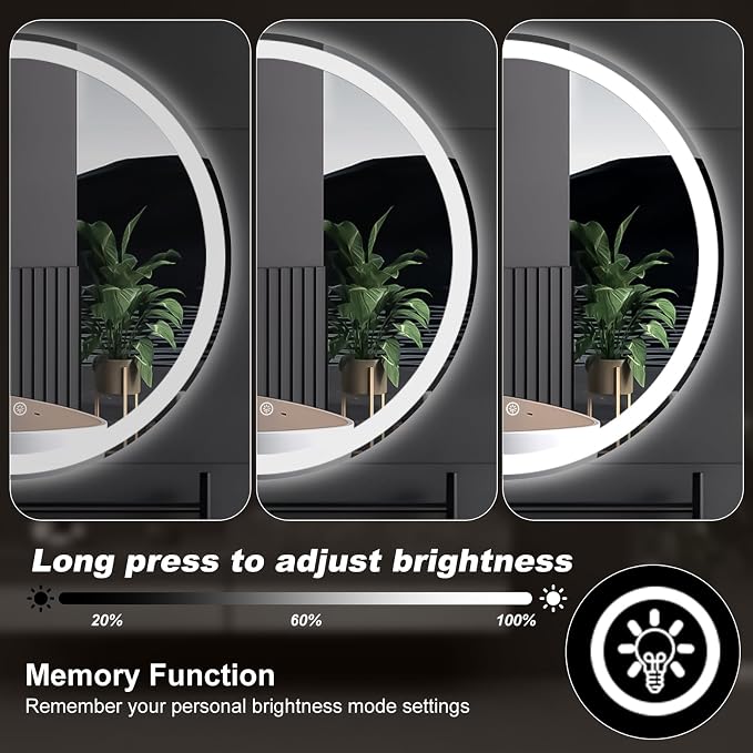 NEWBULIG 30 Inch Round LED Bathroom Wall Mirror with Lights, Light up Vanity Bathroom Mirror for Over Sink, Anti-Fog and Dimmable, Front Light and Backlit, Memory Function, Shatter-Proof, White