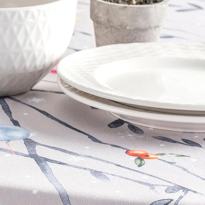 Maison d' Hermine Table Cloth Round Table 100% Cotton 63 Inches Fall Tablecloth Reusable Everyday Use for Thanksgiving Christmas Decorations Dining Farmhouse Party (Fairy Christmas)