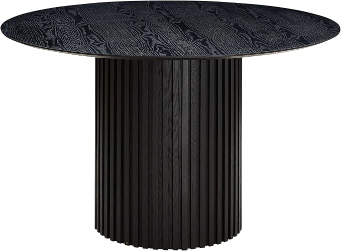 JUSTONE 46 inch Round Dining Table Black, Mid Century Modern MDF Top Pedestal Base Kitchen Table Seats 4 for Dining Kitchen Living Room