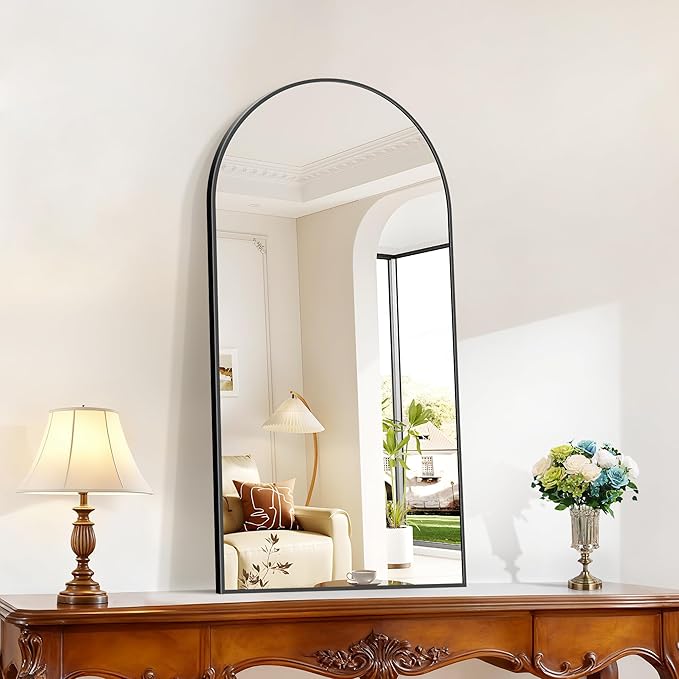 Arched Mirror, 20’’x40’’ Black Arch Mirror for Bathroom, Arched Bathroom Mirror with Frame, Modern Wall Mounted Mirror for Over Sink Mantle Bedroom Vanity Living Room Entryway