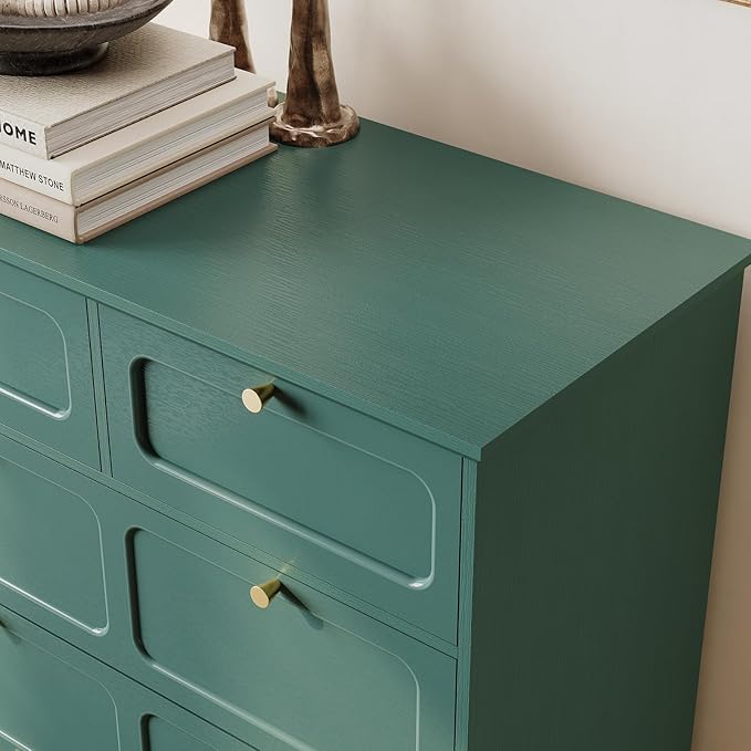 ARTPOWER 5 Drawers Dresser for Bedroom, 40" Tall Wood Mid Century Modern Chest of Drawers, Closet Clothes Storage Organizer for Living Room, Hallway, Entryway, Green