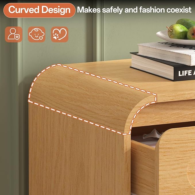3 Drawer Dresser with Pre-Installed Slides, 32" Wide Modern Wood Chest of Drawers, Compact Storage Dresser for Bedroom Hallway Closet, Natural Oak