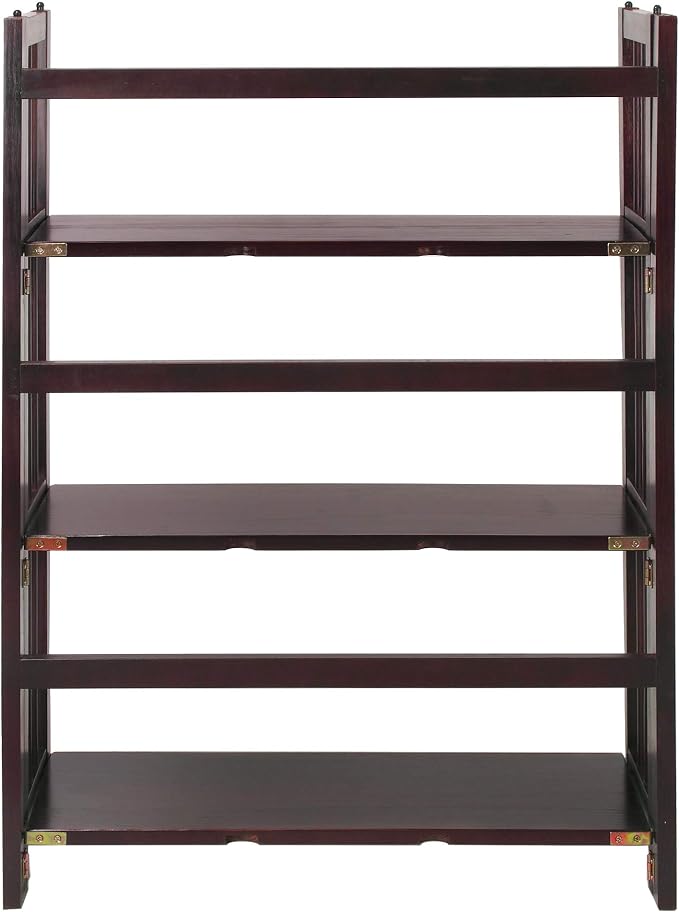 Casual Home 3 Shelf Folding Stackable Bookcase, 27.5" Wide, Espresso