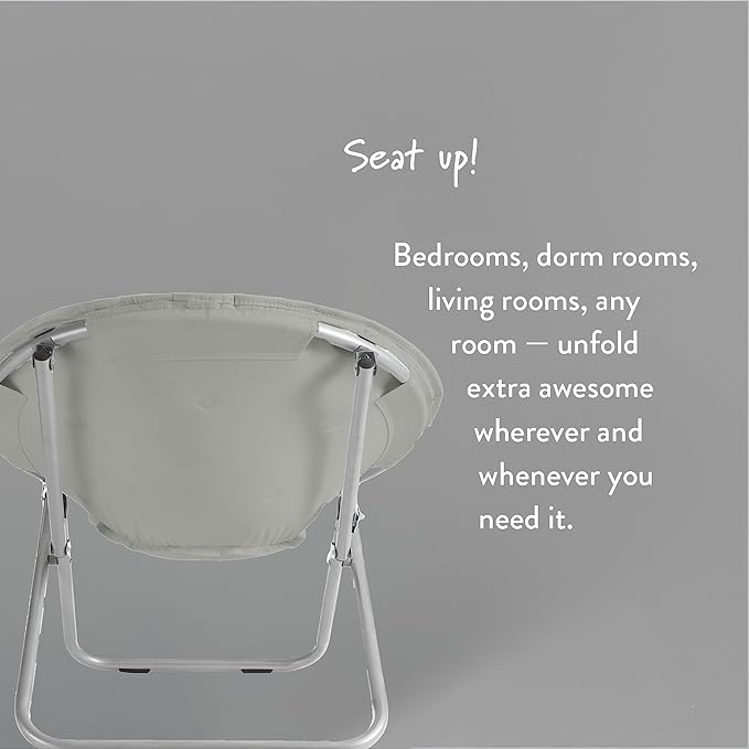 Urban Lifestyle Oversized Urban Comfort Microsuede Saucer Chair Adult Lounge Seating Soft Plush Accent Furniture Living Room Relaxation Lightweight Portable Grey