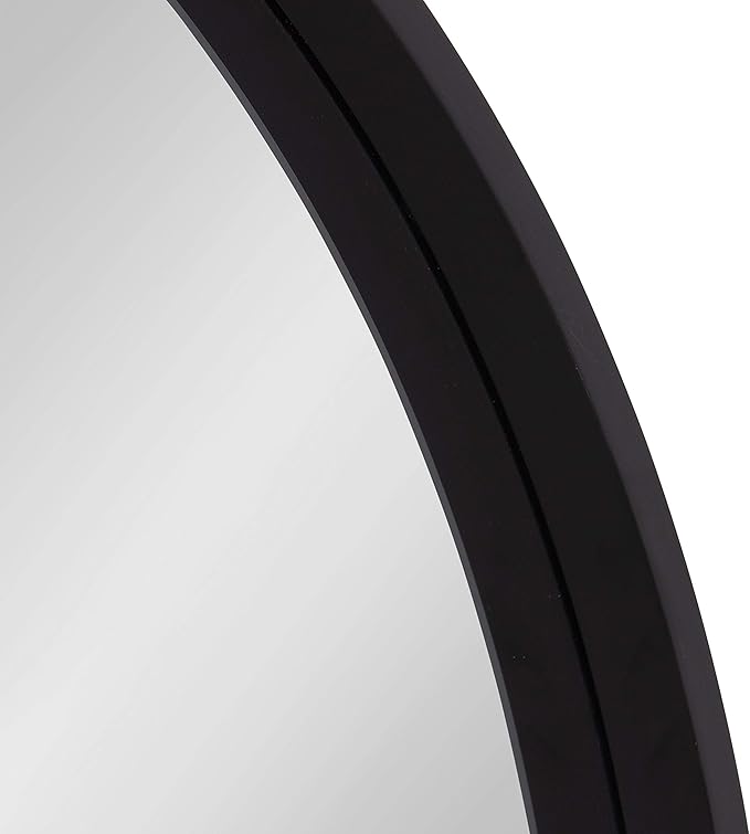 Kate and Laurel Travis Round Wood Wall Mirror, 31.5" Diameter, Black, Modern Wall Décor Accent