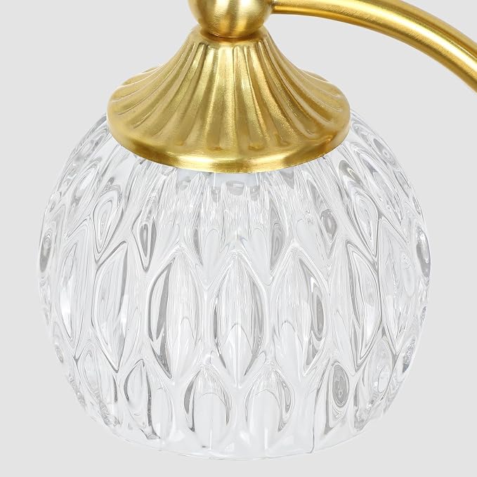 JUNNAI Gold Floor Lamp for Living Room 66.5in Brass Tall Standing Lamp with 3 Way Brightness Lights Glass Shades Modern Mid Century Gothic Corner Lamp for Bedroom Office