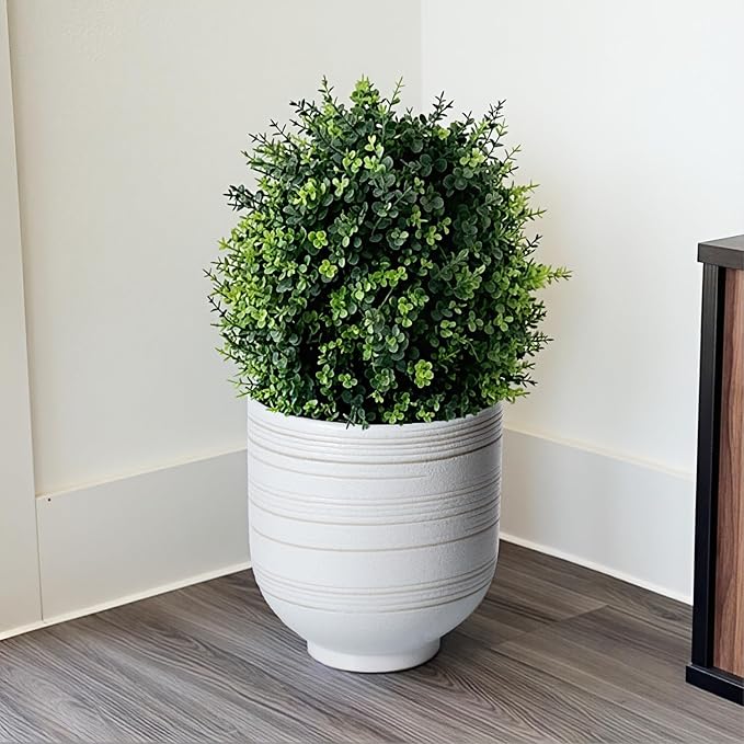Large White Ceramic Planter for Indoor Trees, Modern Indoor Floor Planter Pot for Olive Trees & Faux Olive Trees, Pottery Planter with Drainage for Real Plants
