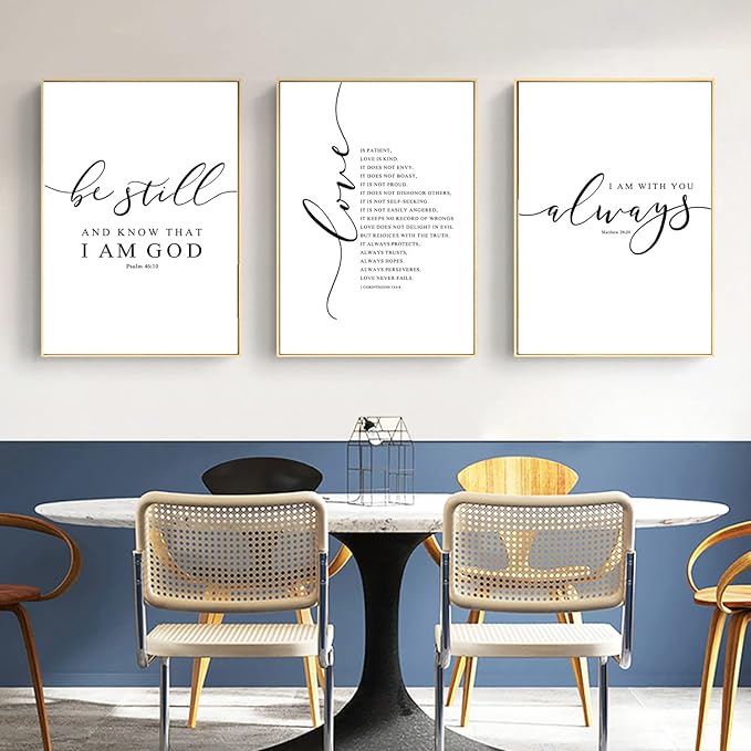 Bible Verse Wall Art Decor Scripture Canvas Wall Art Christian Pictures Inspirational Artwork Scripture Bible Verse Posters Christian Paintings for Living Room Bedroom 16x24 Inch Unframed Set of 3