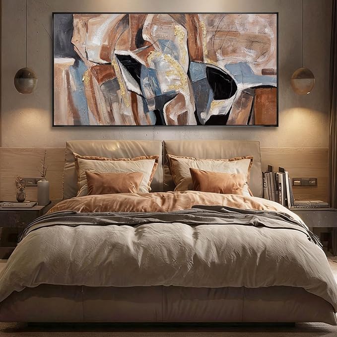 Abstract Framed Wall Art Line Canvas Painting Modern Wall Decor 29"x58" Home Decorations for Living Room Pictures for Office