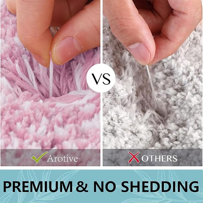 Arotive Microfiber Bathroom Rugs, Shaggy Soft and Absorbent Bath Rug, Non-Slip, Thick Plush Machine Washable Dry Bath Mats for Bathroom, Tub and Shower, 70x24, Mauve, Rectangular