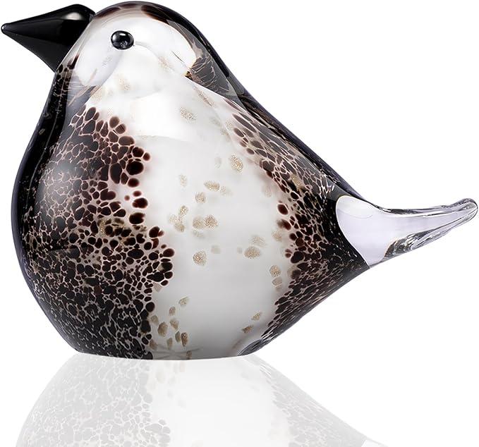 Blown Glass Birds - Glass Art Bird Decor, Hand Blown Glass Animal Figurines Paperweight for Home Shelf Decor