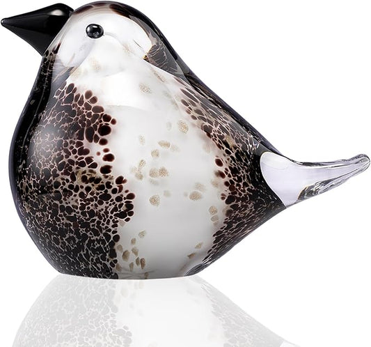 Blown Glass Birds - Glass Art Bird Decor, Hand Blown Glass Animal Figurines Paperweight for Home Shelf Decor